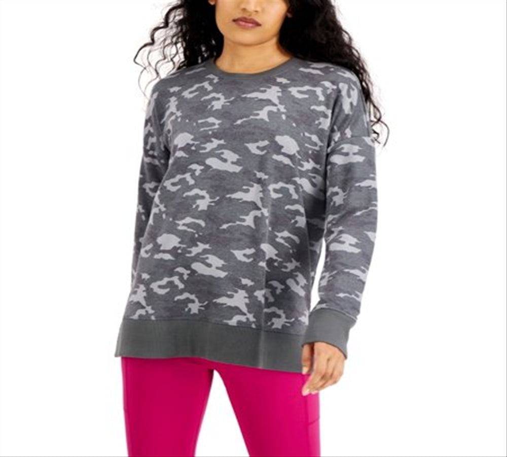 Ideology Women's Camo Print Sweatshirt Black Size XL