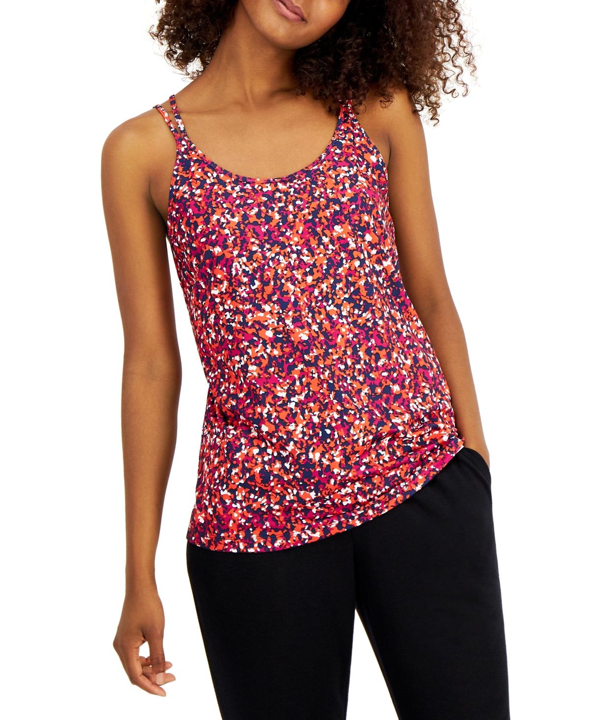 ID Ideology Women's Speckle Print Strappy Tank Top Pink Size Large