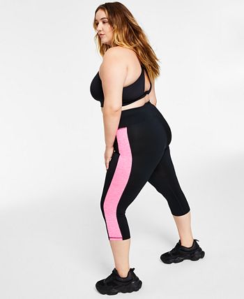 Ideology Women's Plus Colorblocked Capri Leggings Black Size 1X