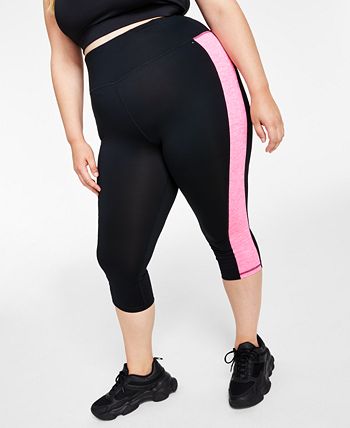 Ideology Women's Plus Colorblocked Capri Leggings Black Size 1X