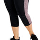 Ideology Women's Stretch Pocketed Color Block Active Wear Capri Leggings Black Size 1X