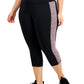 Ideology Women's Stretch Pocketed Color Block Active Wear Capri Leggings Black Size 1X
