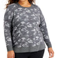 ID Ideology Women's Camo Print Sweatshirt Gray Size 1X