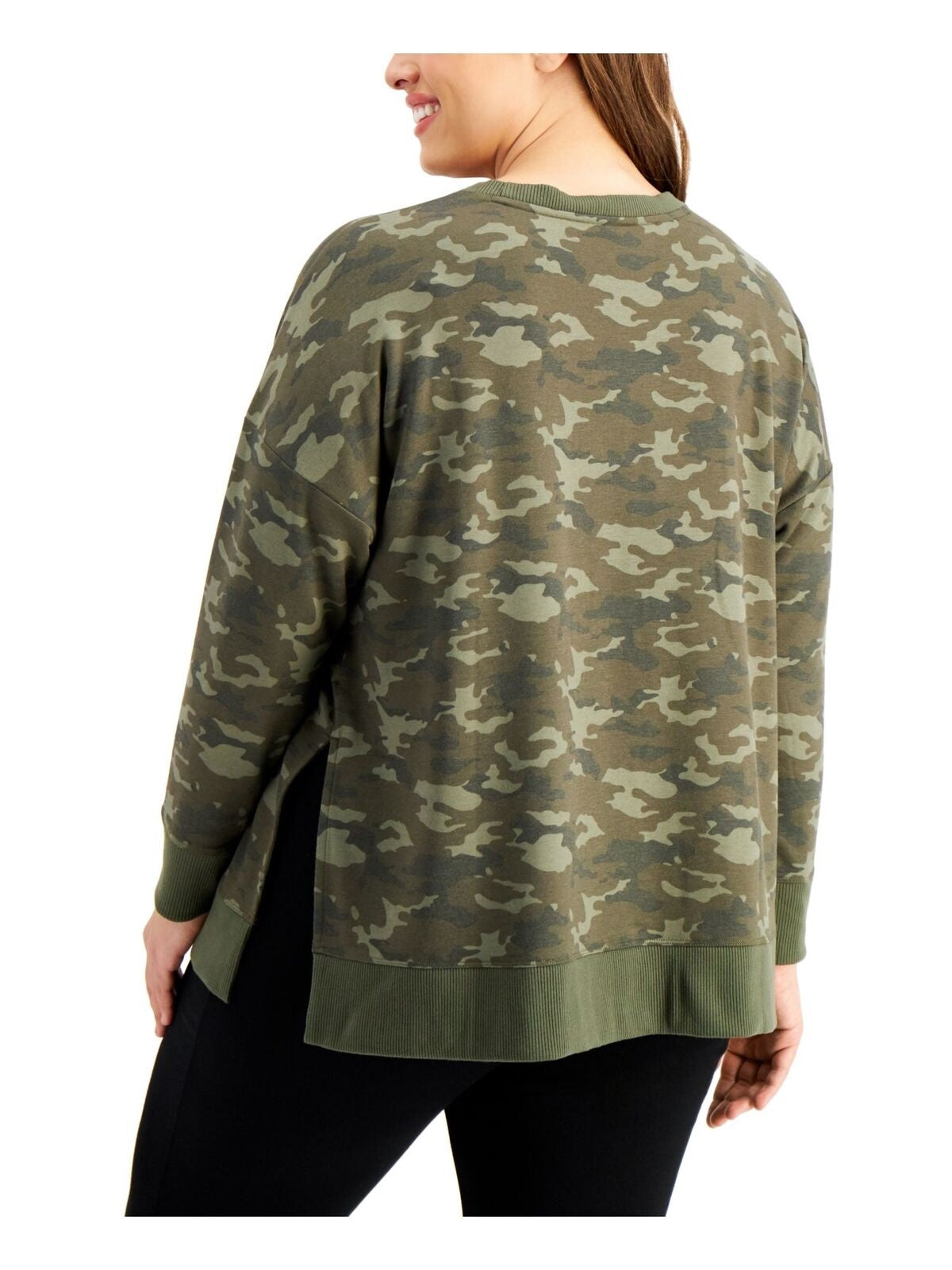 ID Ideology Women's Stretch Camouflage Sweatshirt Green Size 2X