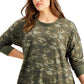 Ideology Women's Vintage Emerald Camo Plus Camo Print Sweatshirt Green Size 3X