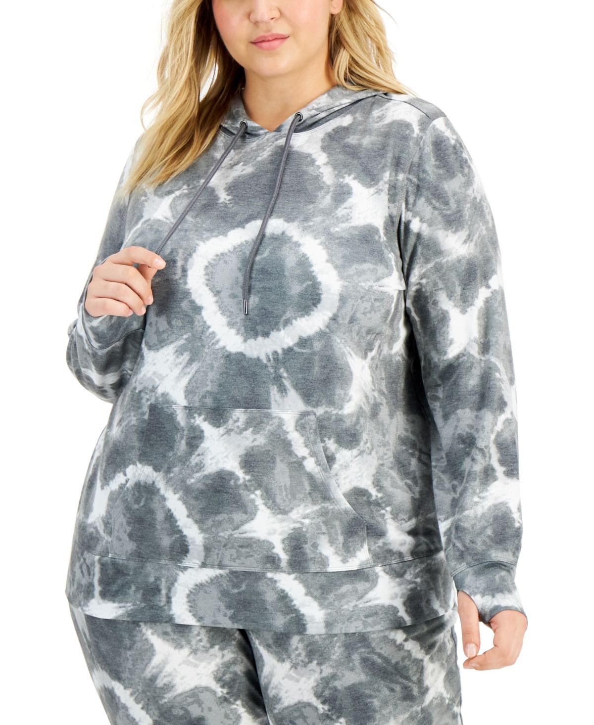 ID Ideology Women's Tie Dyed Hoodie Gray Size 1X