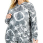 ID Ideology Women's Plus Tie Dyed Hoodie Gray Size 3X