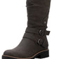 Sun + Stone Women's Brinley Strapped Lug-Sole Boots Gray Size 8 M