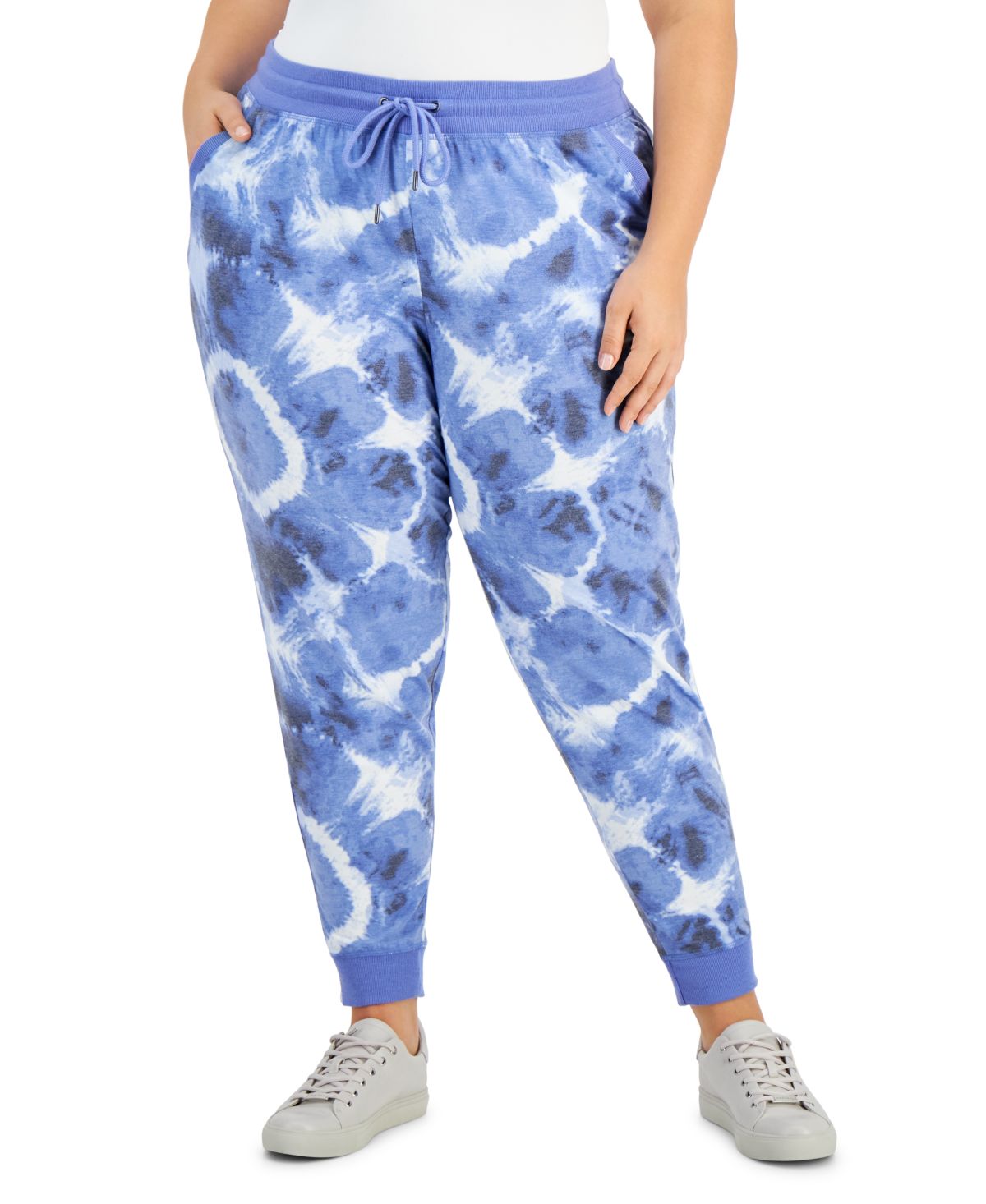 Ideology Women's Plus Tie Dyed Jogger Pants Blue Size 2X