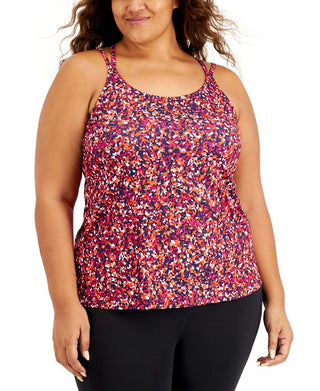 Ideology Women's Plus Printed Performance Tank Pink Size 2X