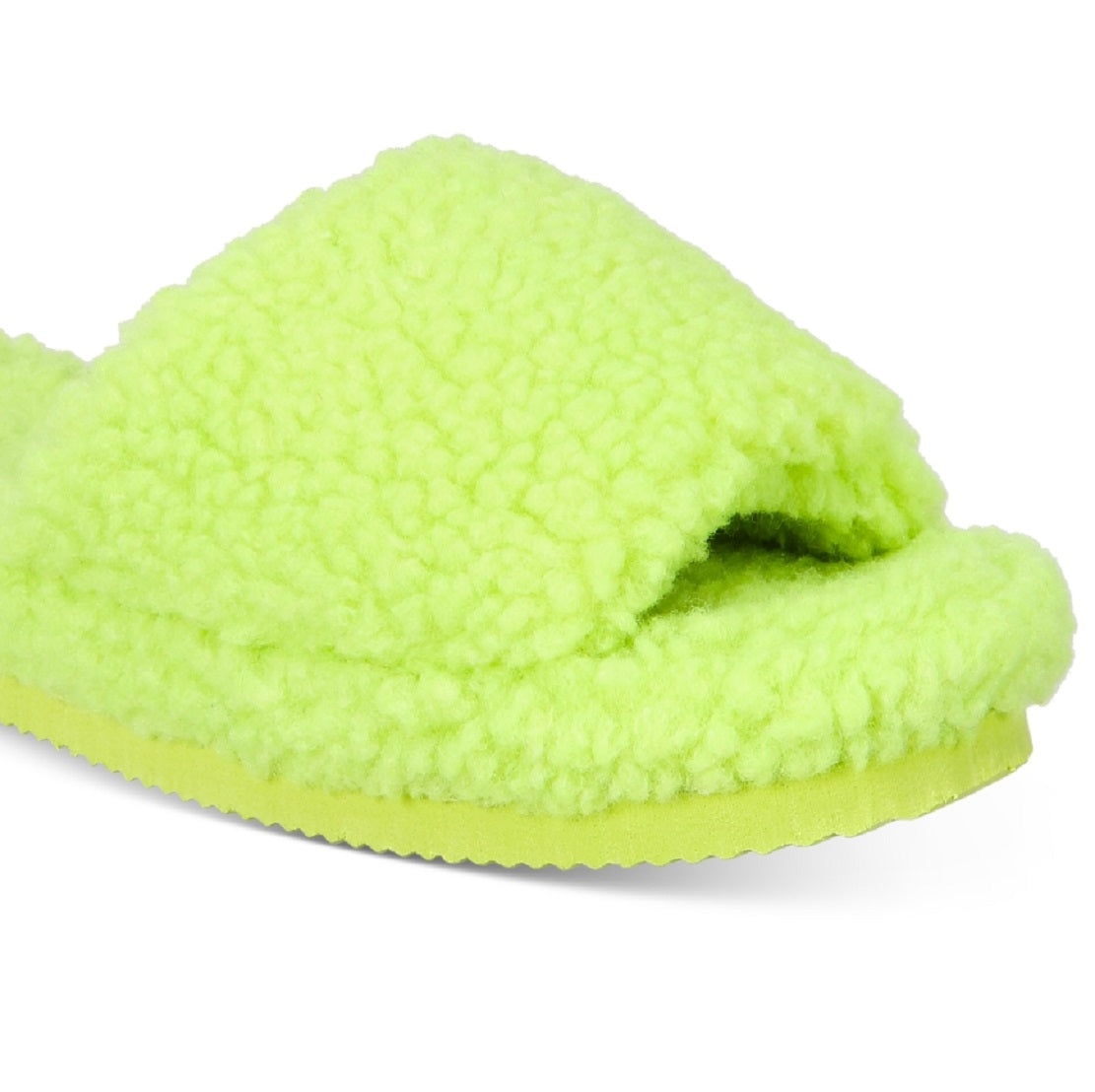 INC International Concepts Women's Dinnaa Cozy Faux Fur Slide Slippers Green Size 9 M