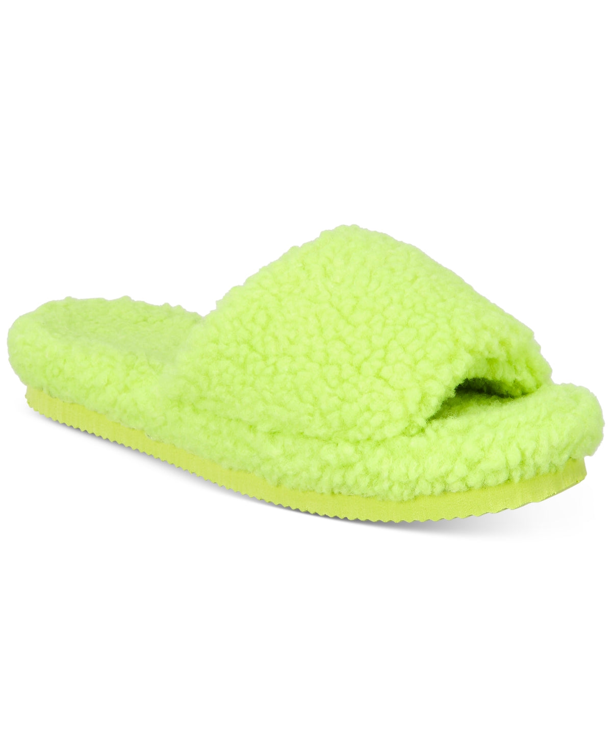 INC International Concepts Women's Dinnaa Cozy Faux Fur Slide Slippers Green Size 9 M