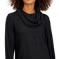ID Ideology Women's Mushy Knit Cowlneck Top Black Size Small