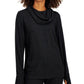 ID Ideology Women's Mushy Knit Cowlneck Top Black Size Small