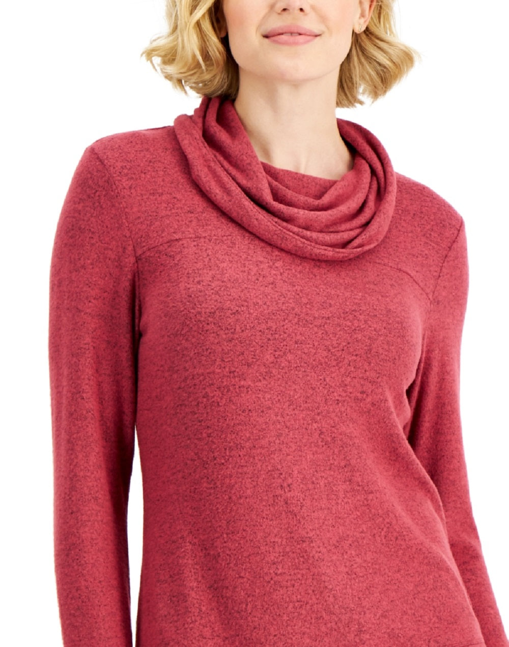 ID Ideology Women's Mushy Knit Cowlneck Top Red Size Medium