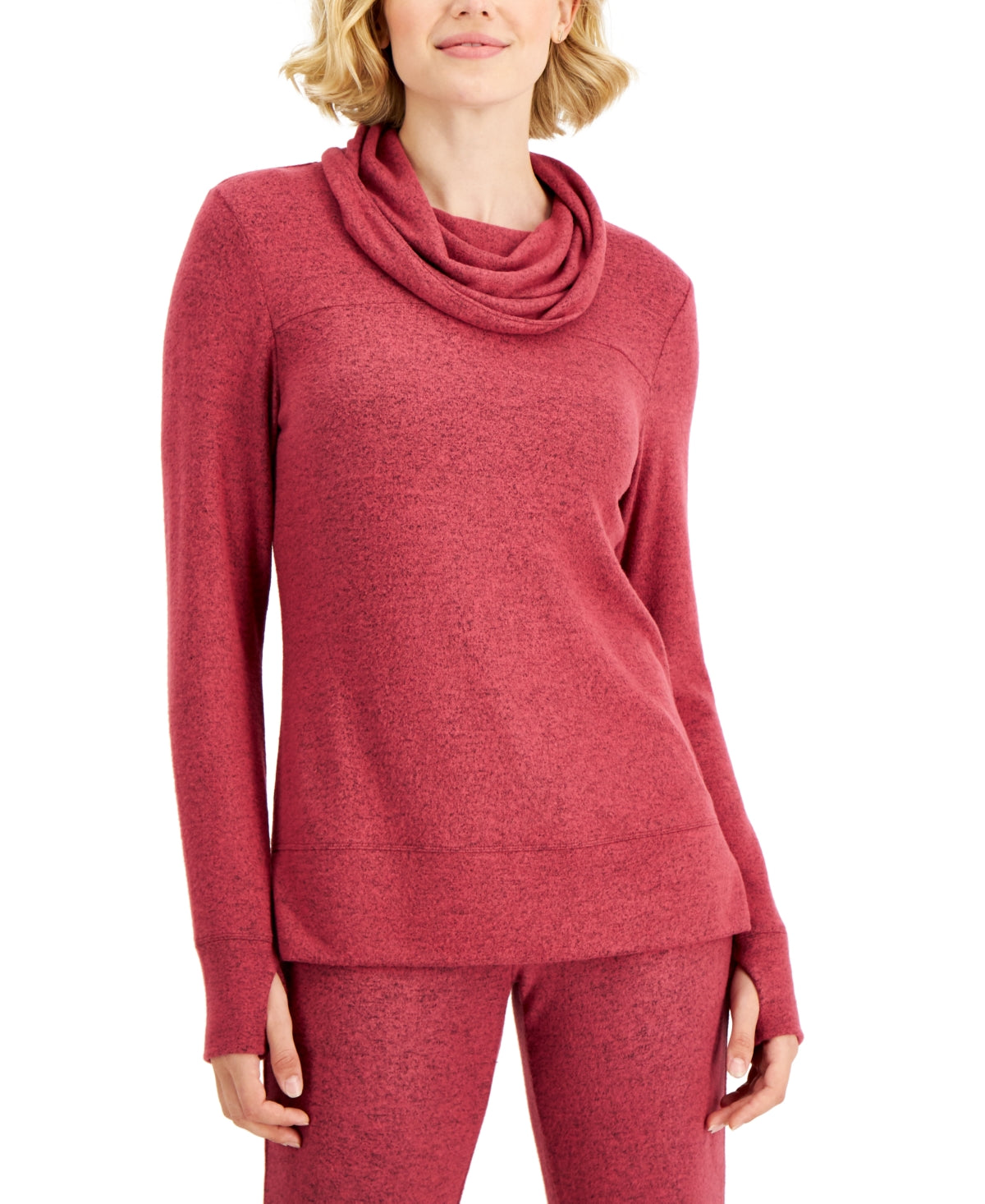 ID Ideology Women's Mushy Knit Cowlneck Top Red Size Medium