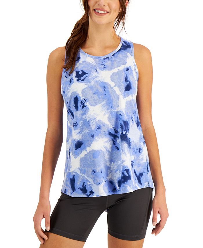 ID Ideology Women's Printed Tie Back Tank Top Blue Size Medium