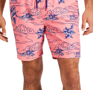 Club Room Men's Big And Tall Island Scene Swimsuit Pink Size Small
