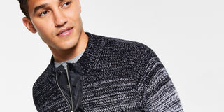 INC International Concepts Men's Quarter Zip Ombre Sweater Black Size XX-Large
