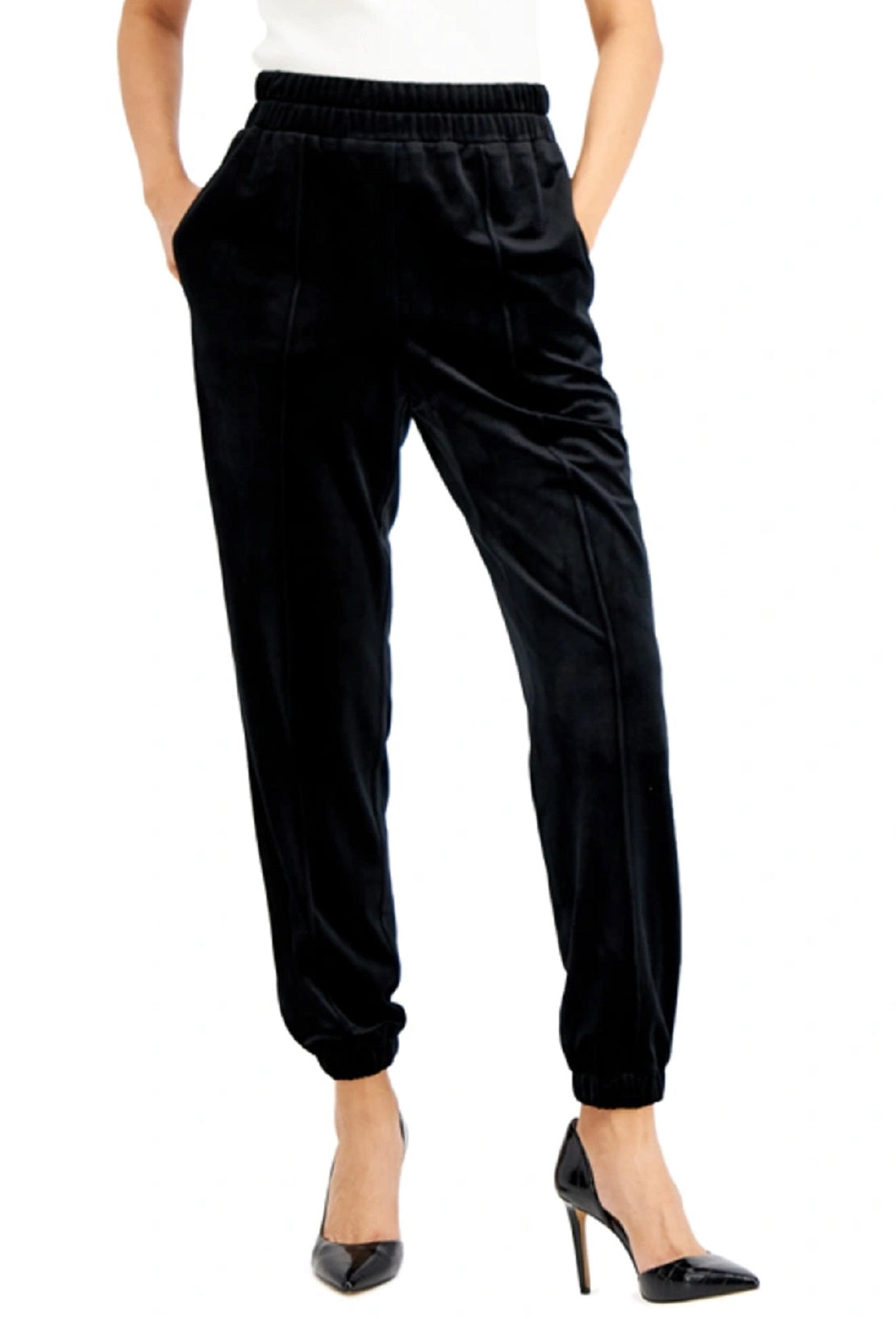INC International Concepts Women's Velvet Jogger Pants Black Size Medium