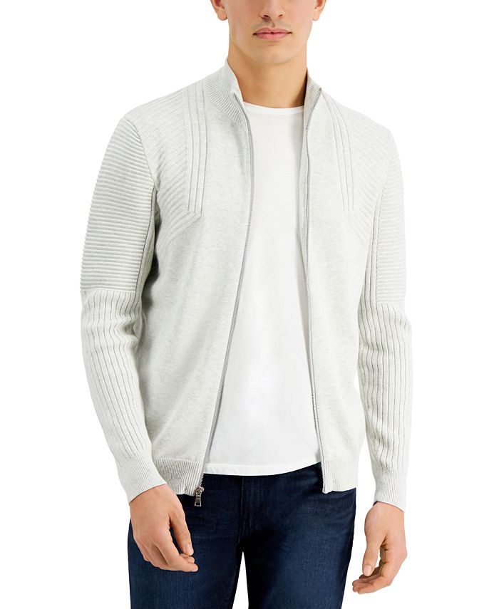 INC International Concepts Men's Champ Zip Sweater White Size Large