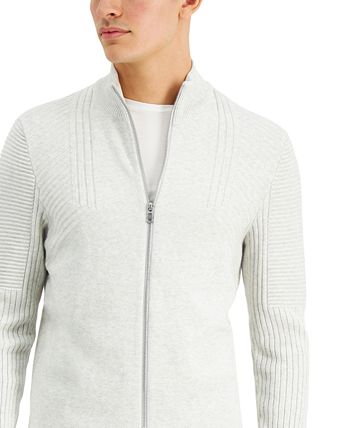 INC International Concepts Men's Champ Zip Sweater White Size Large