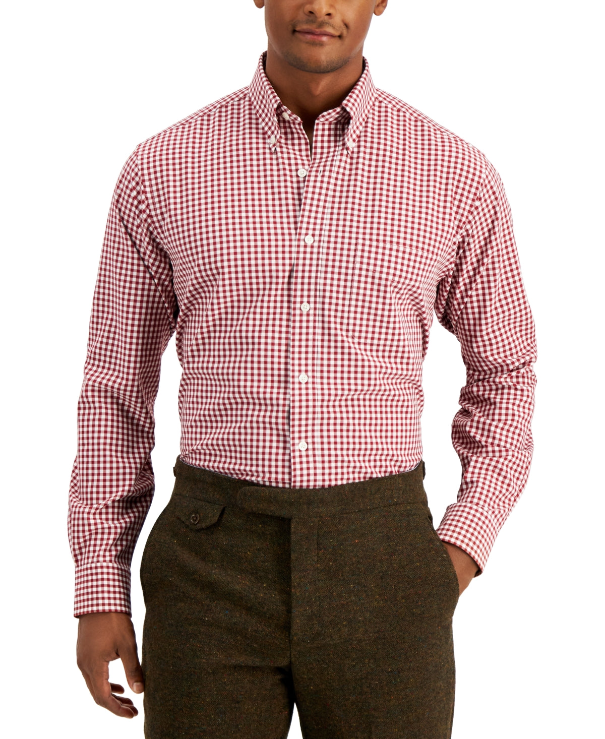 Club Room Men's Regular Fit Traveler Dress Shirt Red Size 15X34X35