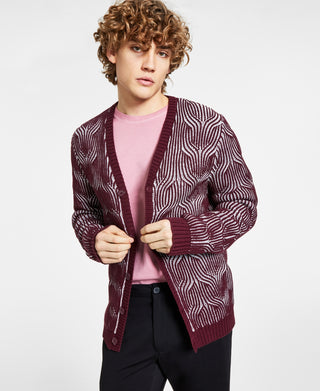 INC International Concepts Men's Glitz Cardigan Sweater Red Size X-Large