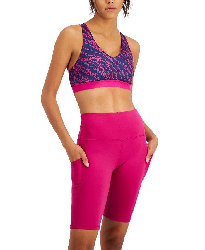 ID Ideology Women's Cheetah Print Strappy Medium Impact Sports Bra Purple Size XXL
