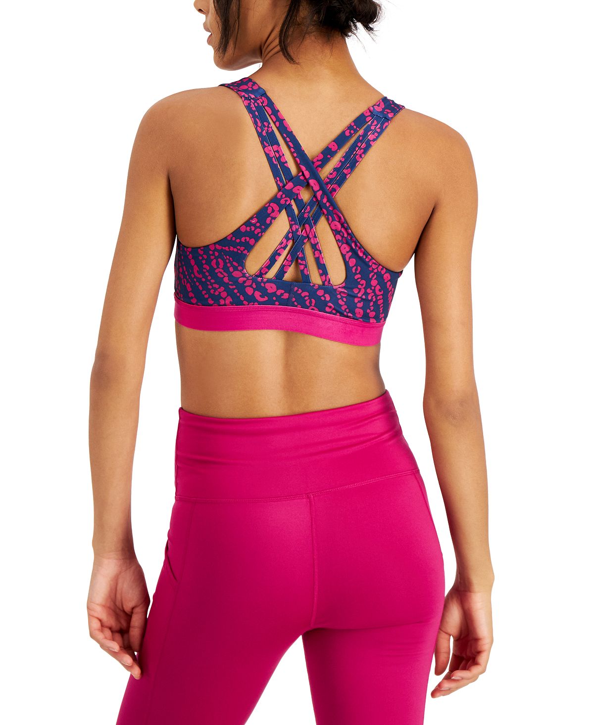 ID Ideology Women's Cheetah Print Strappy Medium Impact Sports Bra Purple Size XXL