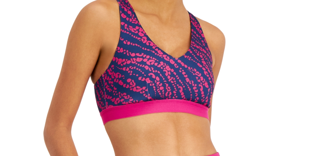 ID Ideology Women's Cheetah Print Strappy Medium Impact Sports Bra Purple Size XXL