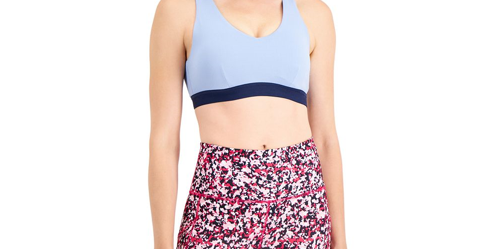 ID Ideology Women's Colorblocked Low Impact Sports Bra Purple Size X-Small