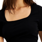Bar III Women's Square Neck Ribbed Top Black Size Large