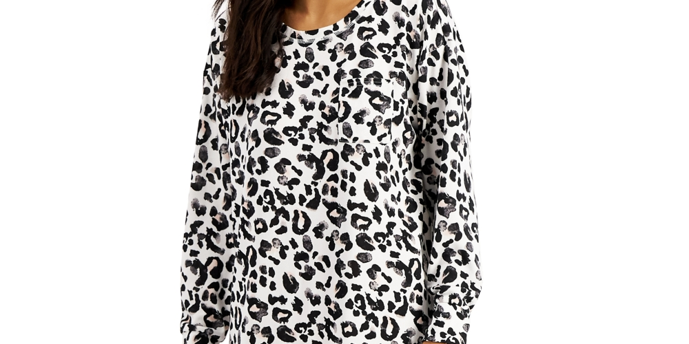 Jenni Women's Printed Soft Knit Sleep Shirt Black Size Small