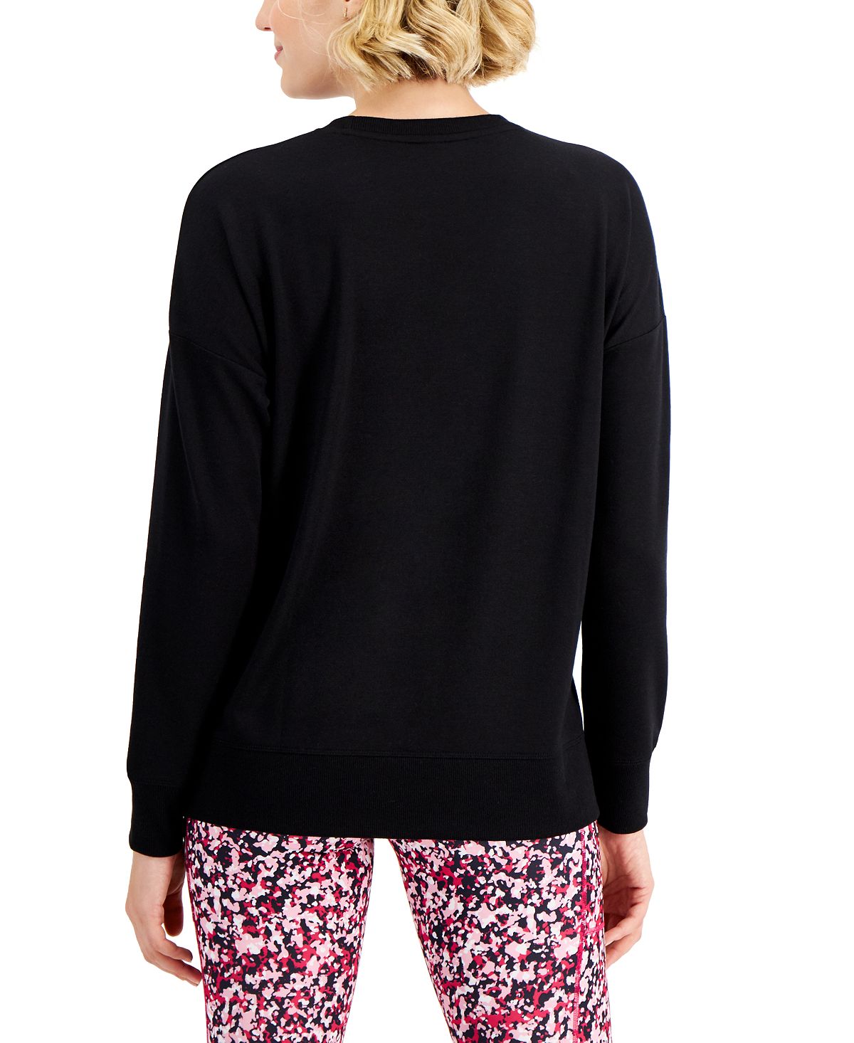 ID Ideology Women's Graphic Long Sleeve Top Black Size Medium