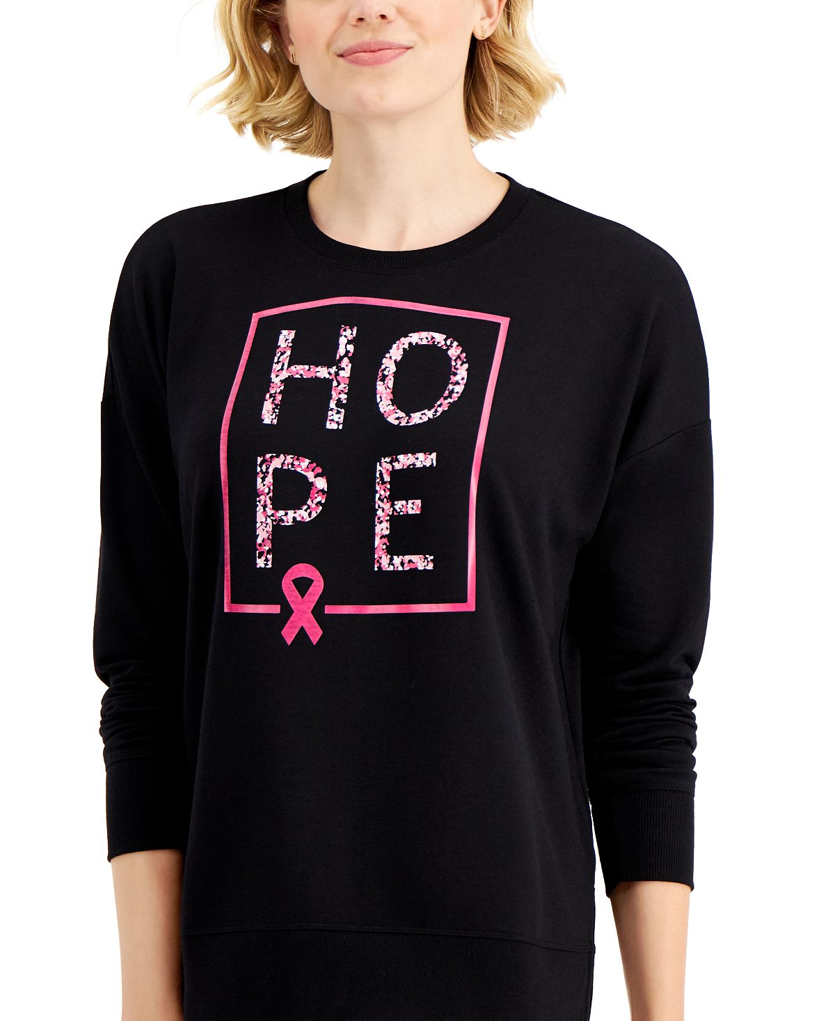 ID Ideology Women's Graphic Long Sleeve Top Black Size Medium