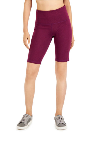 Ideology Women's Moisture Wicking Fitted Upf 50 Biker Heather Active Wear Shorts Purple Size 2X