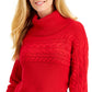Charter Club Women's Mixed Knit Cowlneck Sweater Red Size X-Small