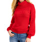 Charter Club Women's Mixed Knit Cowlneck Sweater Red Size Small
