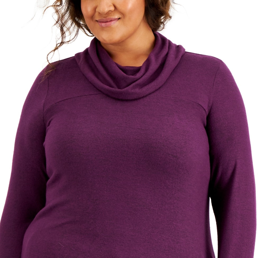 ID Ideology Women's Cowlneck Knit Top Purple Size 4X