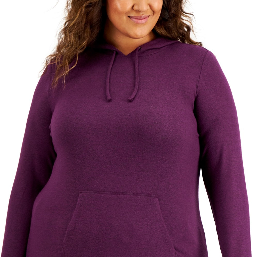 ID Ideology Women's Plus Knit Hoodie Purple Size 1X