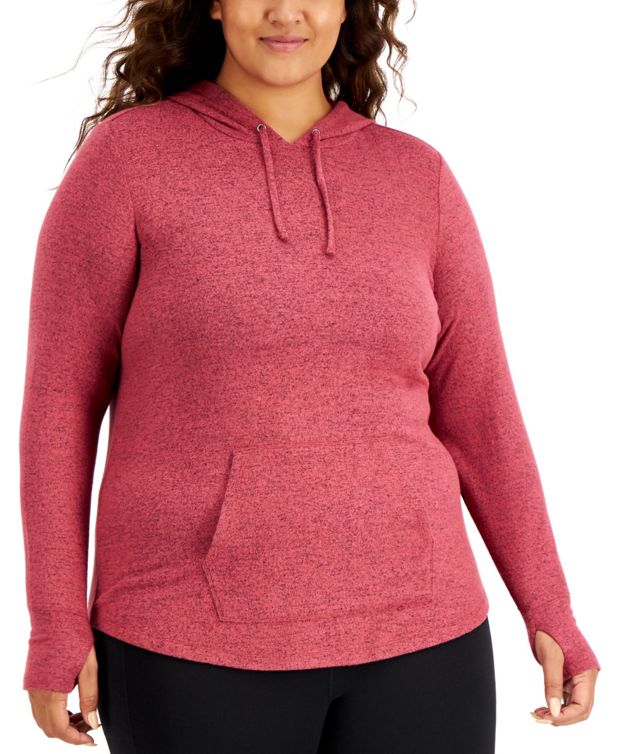 Ideology Women's Plus Knit Hoodie Red Size 3X
