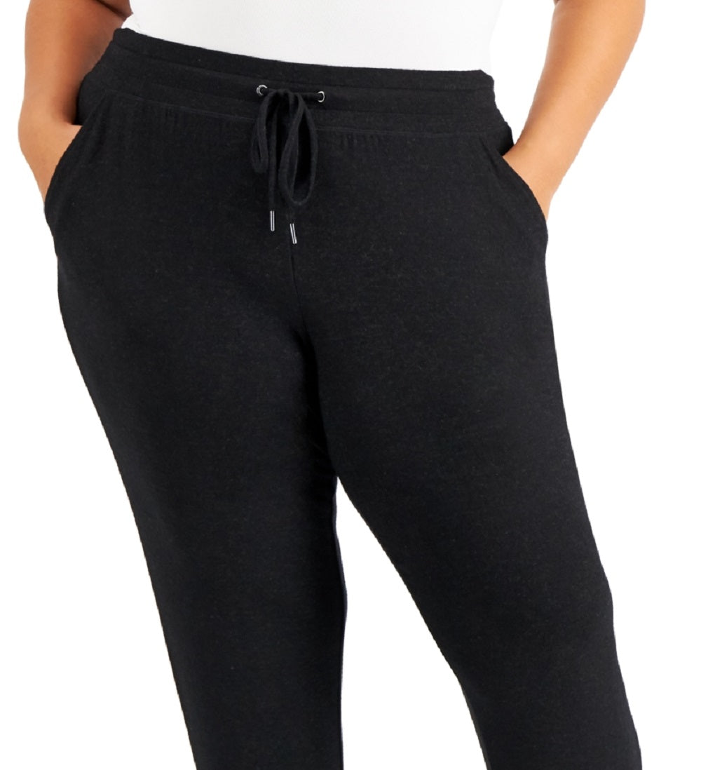ID Ideology Women's Drawstring Knit Joggers Black Size 2X
