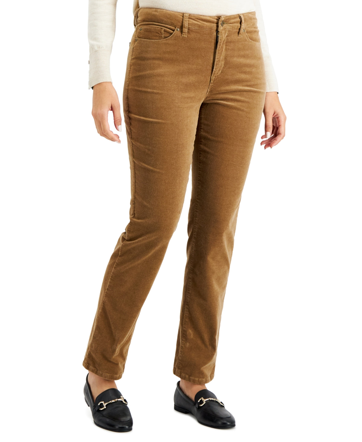 Charter Club Women's Lexington Tummy Control Corduroy Jeans Brown Size 14