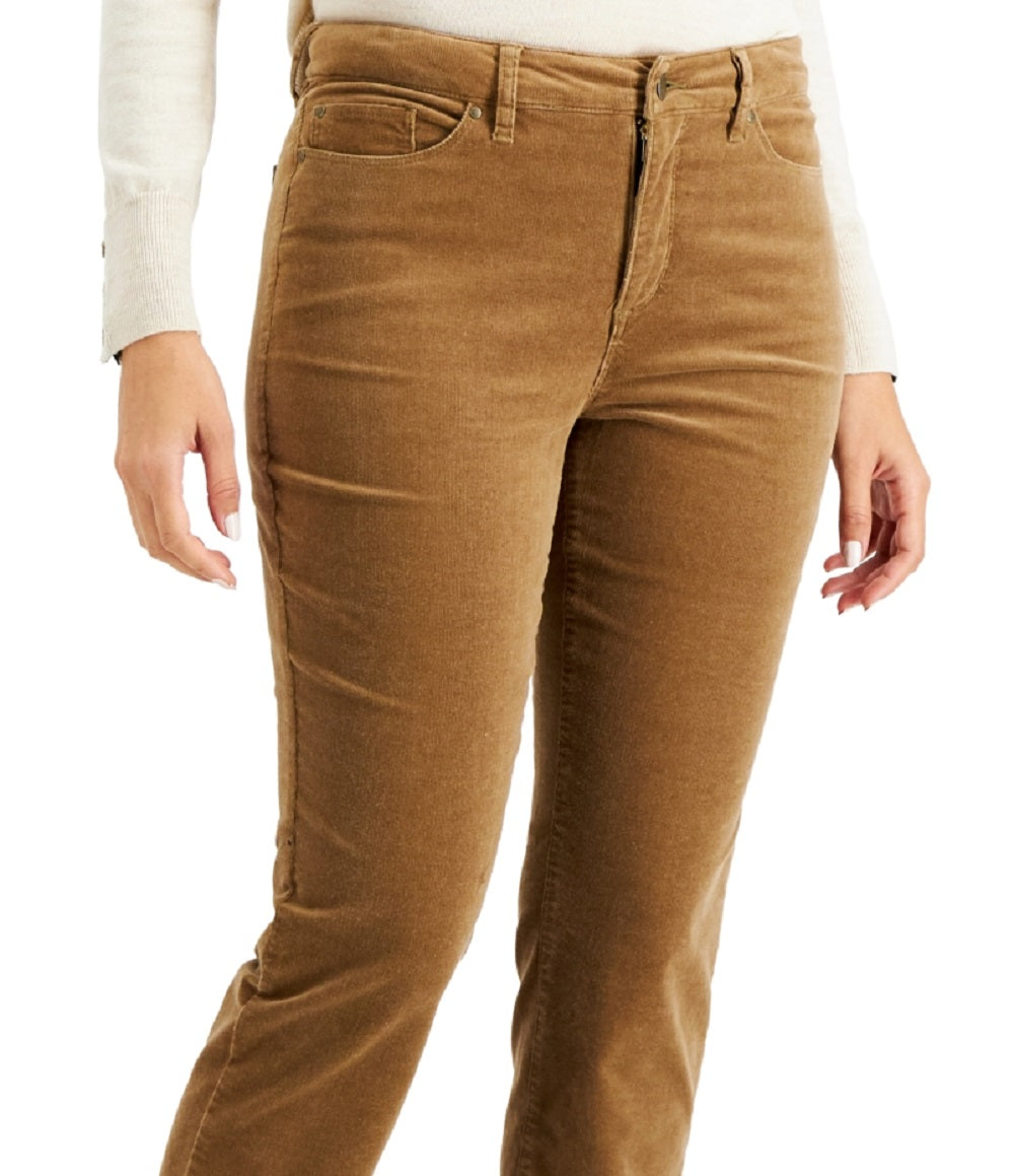 Charter Club Women's Lexington Tummy Control Corduroy Jeans Brown Size 16