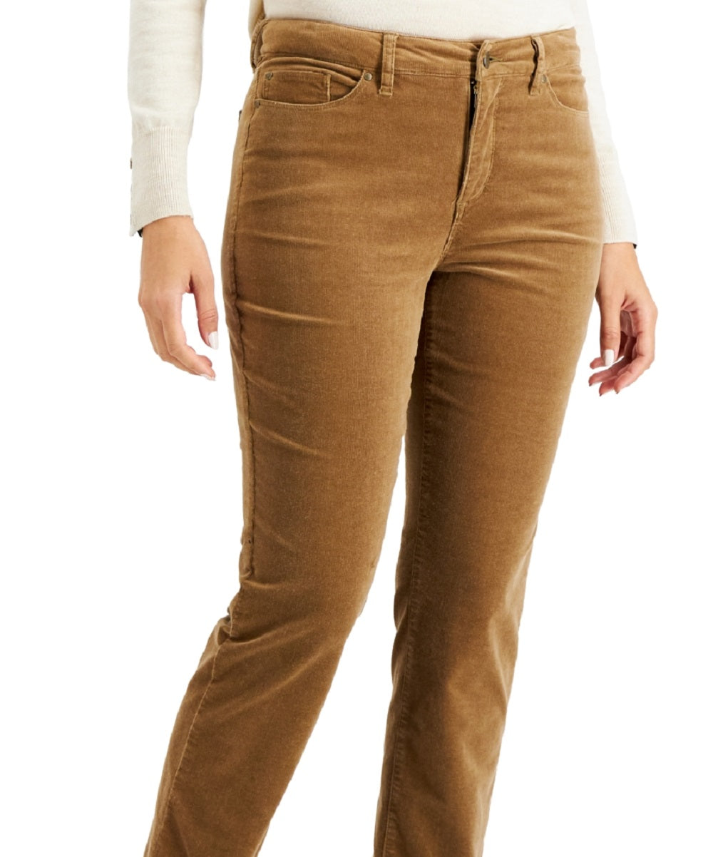 Charter Club Women's Lexington Tummy Control Corduroy Jeans Brown Size 18
