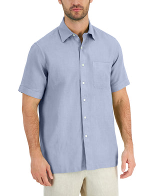 Club Room Men's Linen Shirt Blue Size X-Large
