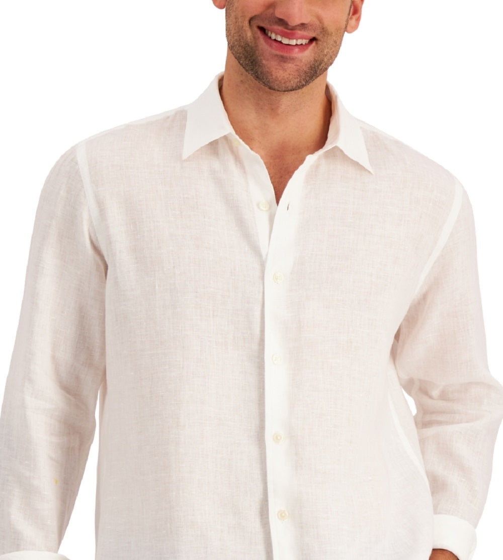 Club Room Men's 100% Linen Shirt White Size Large