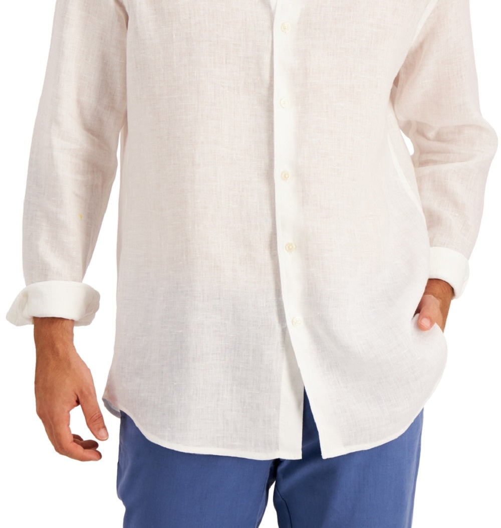 Club Room Men's 100% Linen Shirt White Size Large