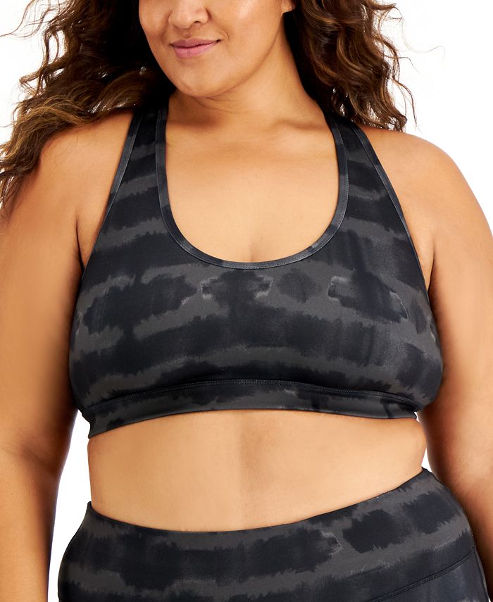 ID Ideology Women's Plus Tie Dyed Sports Bra Black Size 2X